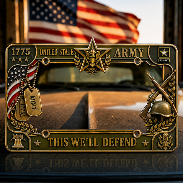 Military Branch Tribute - License Plate Frame - Gift For Veterans