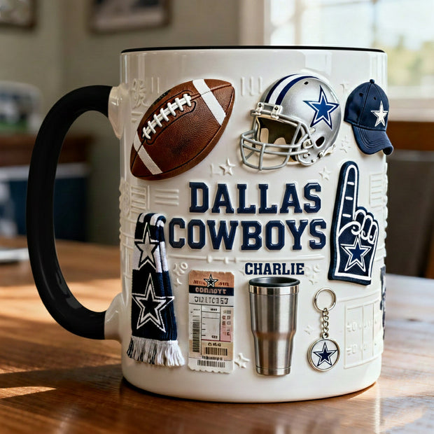 Love Football - Personalized Accent Mug - Gift For Football Lovers