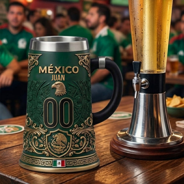 Proud México - Personalized Soccer Beer Stein - Gift For Football Lovers, Sports Fans, Sports Lovers