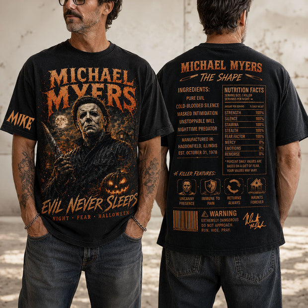 Horror Nutrition Facts - Personalized AOP Shirt - Halloween Gift For Horror Fans