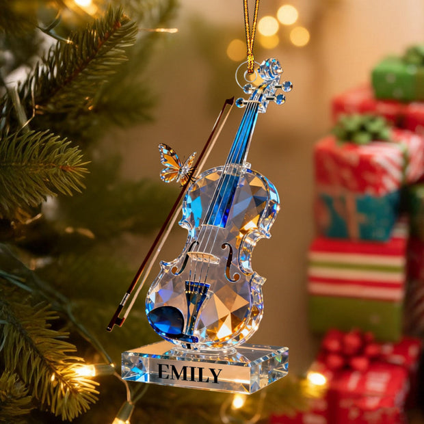 Violin Music Crystal Effect Ornament - Personalized Acrylic Ornament - Gift for Violinist