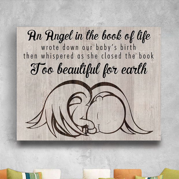 Too Beautiful For Earth Miscarriage Gift Pregnancy Loss Gift Memorial Gift Horizontal Canvas HY206062