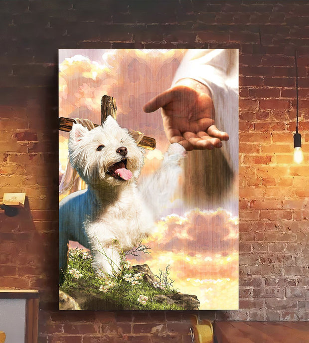 Westie God Jesus Hand Canvas