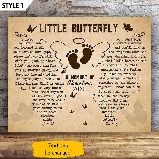 Personalized Custom Name Little Butterfly Miscarriage Gift Pregnancy Loss Gift Memorial Canvas HY210088
