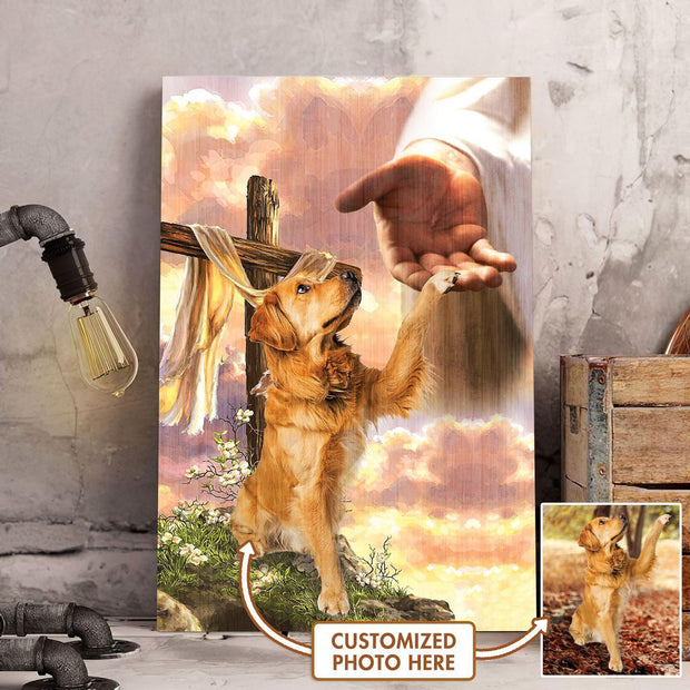 Personalized Insert Photo Dog God Jesus Hand Canvas
