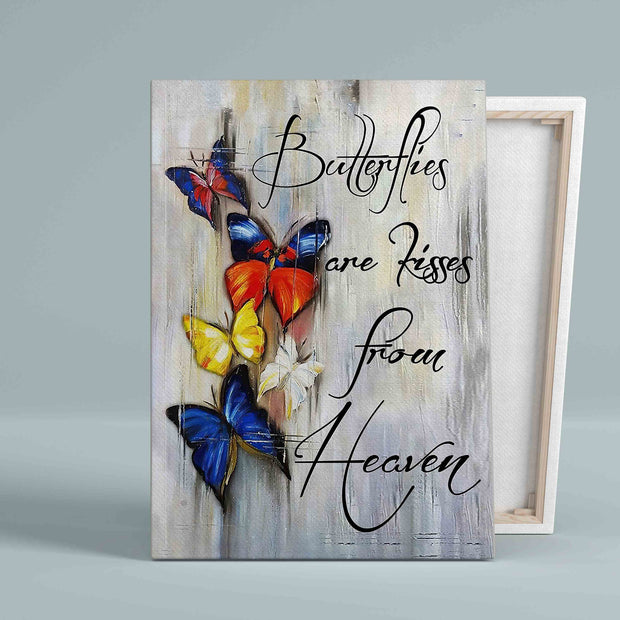 Butterflies Are Kisses From Heaven Memorial Butterfly Canvas QT305765Ee
