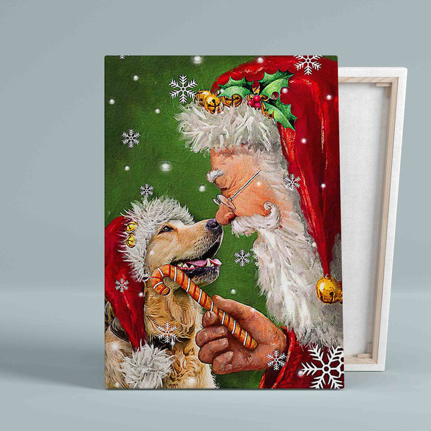 Golden Retriever And Santa Christmas Dog Snowflake Wapped Canvas QT212059Eg