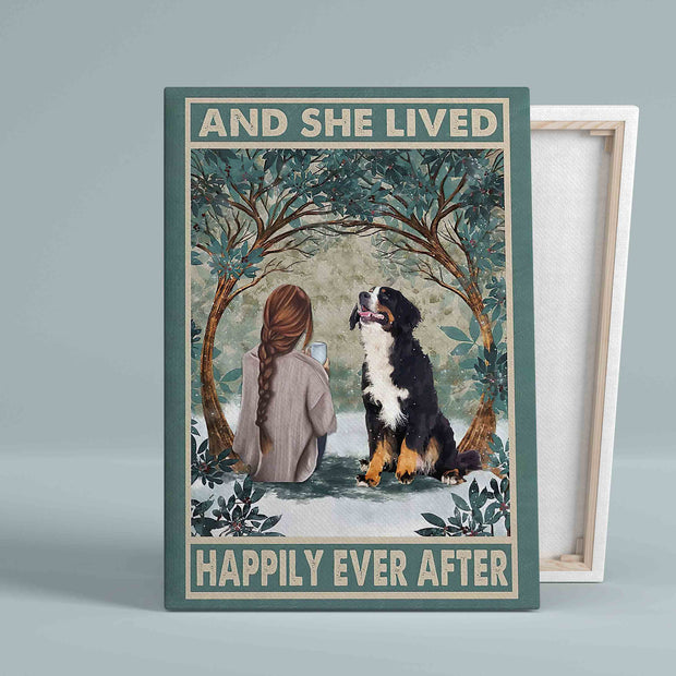 And She Lived Happily Ever After Bernese Mountain Dog Girl Canvas QT309334