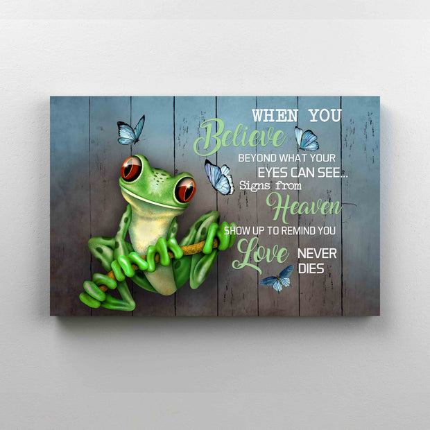 When You Believe Beyond What Your Eyes Can See Frog Butterfly Canvas QT307187