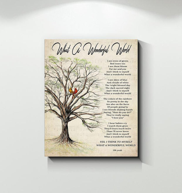 Cardinal Tree What A Wonderful World Canvas HY210165