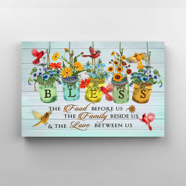 Bless The Food Before Us Cardinal God Jesus Flowers Canvas HY210207
