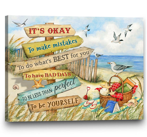 Beach It's okay To Make Mistakes Inspiration Motivation Canvas