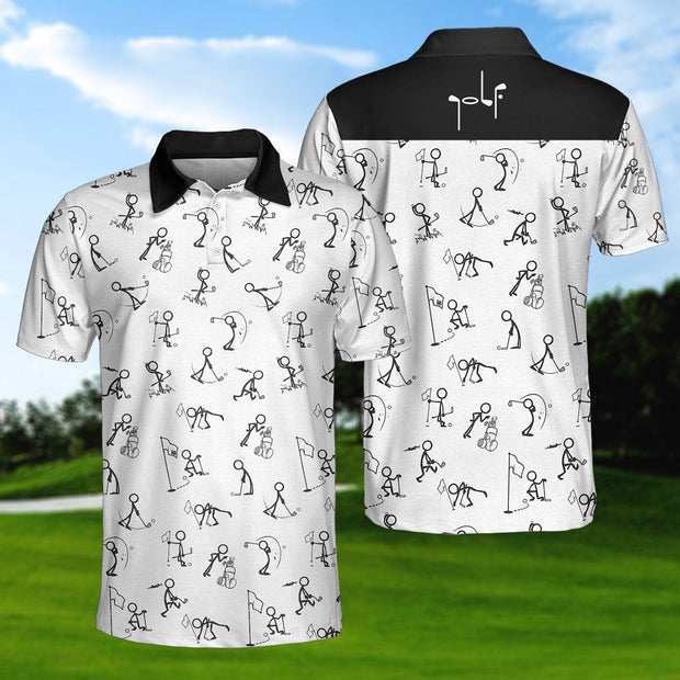 Stickfigures Playing Golf Short Sleeve Polo Shirt QT210559La