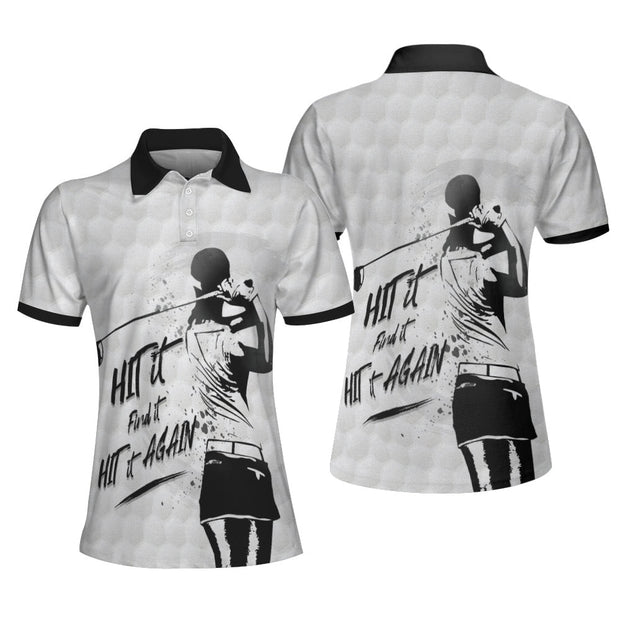 Hit It Find It Hit It Again Woman Ver Short Sleeve Polo Shirt, Polo Shirts