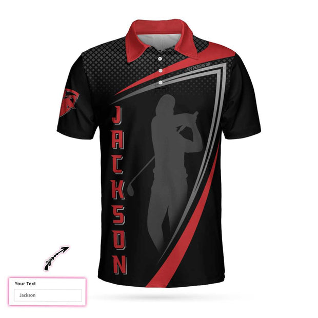 Personalized Red And Black Sport Golf Polo Shirt