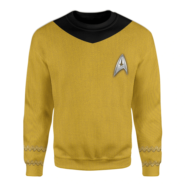 3D SaTr The Original Series Yellow Suit Custom Cosplay Costume Pullover Sweatshirt Ugly Sweater QT303261Hc