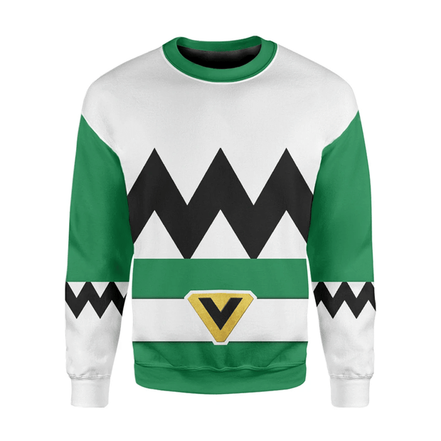 3D Green Power Rangers Lost Galaxy Custom Cosplay Costume Pullover Sweatshirt Ugly Sweater QT211449Hc