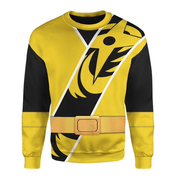 3D Power Ranger Ninja Steel Yellow Ranger Custom Cosplay Costume Pullover Sweatshirt Ugly Sweater QT212258Hc