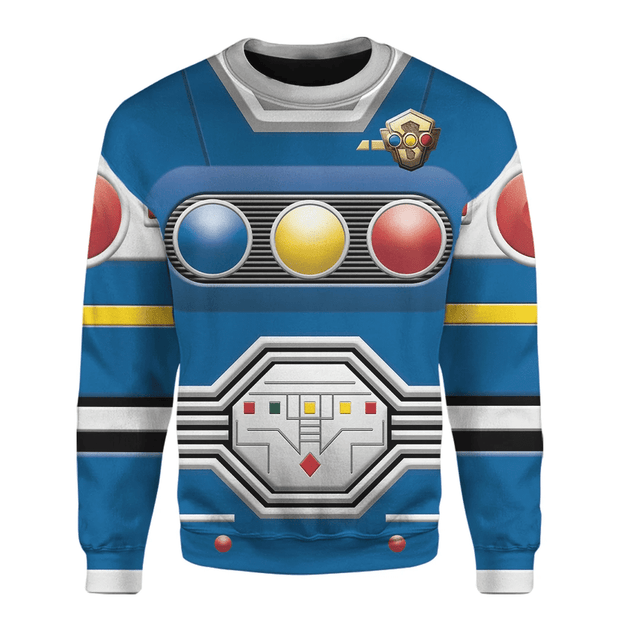 3D Power Rangers Turbo Blue Senturion Custom Cosplay Costume Unisex Pullover Sweatshirt QT301197Hc