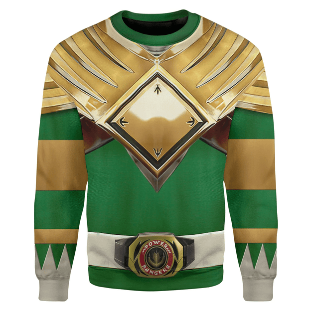 3D Movie Mighty Morphin Green Power Rangers Custom Cosplay Costume Unisex Pullover Sweatshirt QT304240Hc