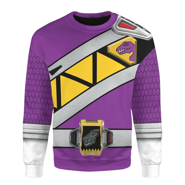 3D Dino Charge Power Rangers Purple Ranger Custom Cosplay Costume Unisex Pullover Sweatshirt QT210584Hc