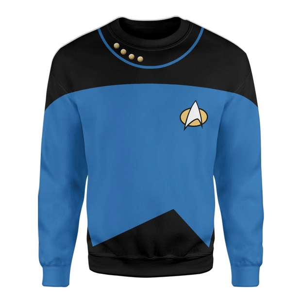 3D SaTr The Next Generation Duty Uniform Blue Suit Custom Cosplay Costume Pullover Sweatshirt Ugly Sweater QT211552Hc