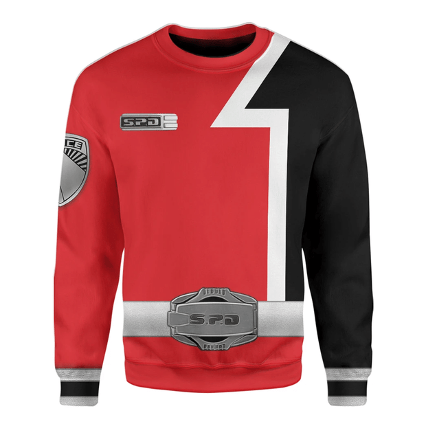 3D Red Power Rangers S.P.D. Custom Cosplay Costume Unisex Pullover Sweatshirt QT212068Hc