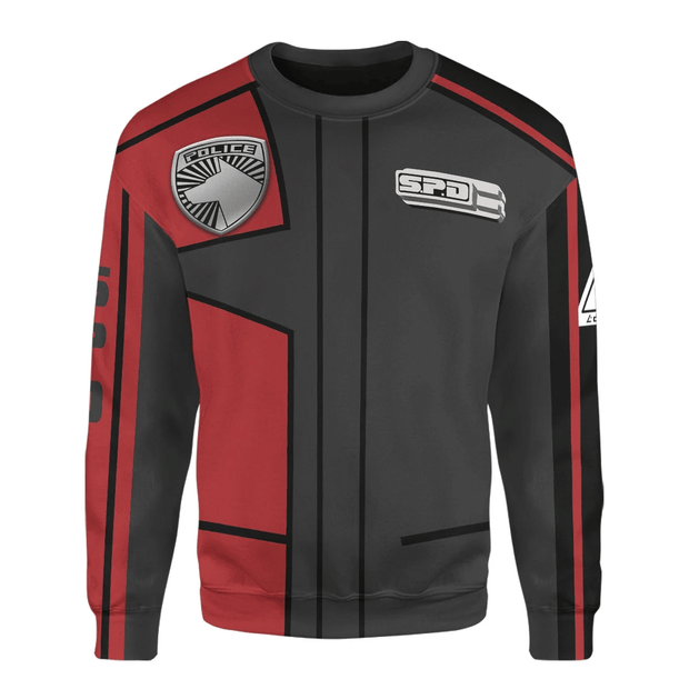 3D Power Rangers S.P.D Red Ranger Custom Cosplay Costume Pullover Sweatshirt Ugly Sweater QT210235Hc