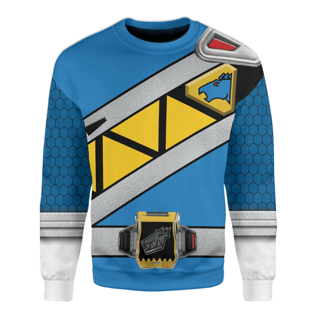 3D Blue Dino Charge Power Rangers Custom Cosplay Costume Unisex Pullover Sweatshirt QT210113Hc
