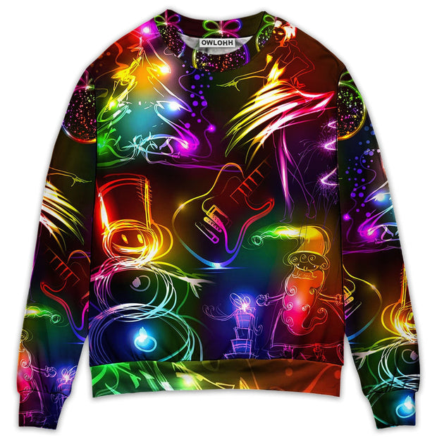 Christmas Dancing Santa Claus Tree Snow Man Neon Light Sweatshirt QT211624Hj