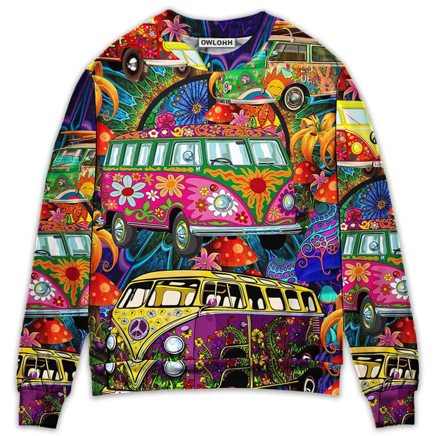 Hippie Van Colorful Vans On The Way Sweatshirt