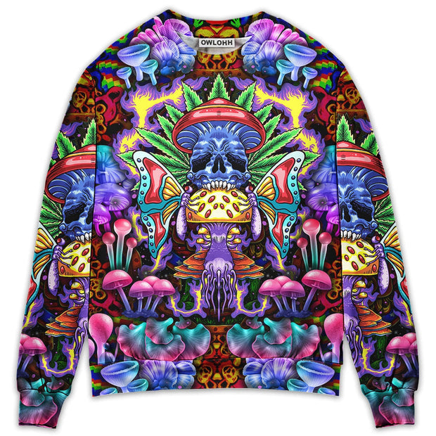 Hippie Mushroom And Skull Sweatshirt