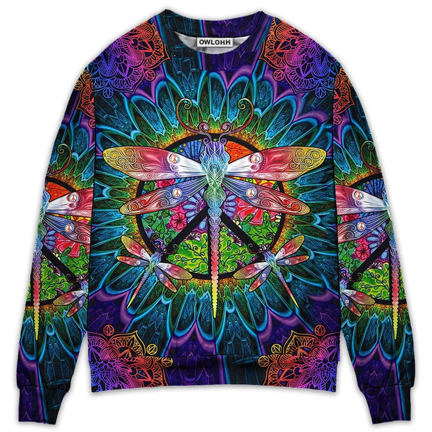 Hippie Colorful Dragonfly Mandala Peace Life Sweatshirt