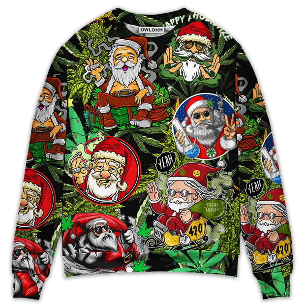 Christmas Weed Smoking Santa Hippie Sweatshirt
