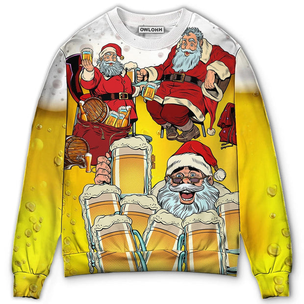 Christmas Santa I Want More Beer Sweatshirt