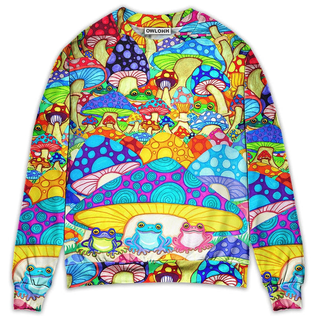Hippie Frog Mushroom Hippie Colorful Art Peace Sweatshirt