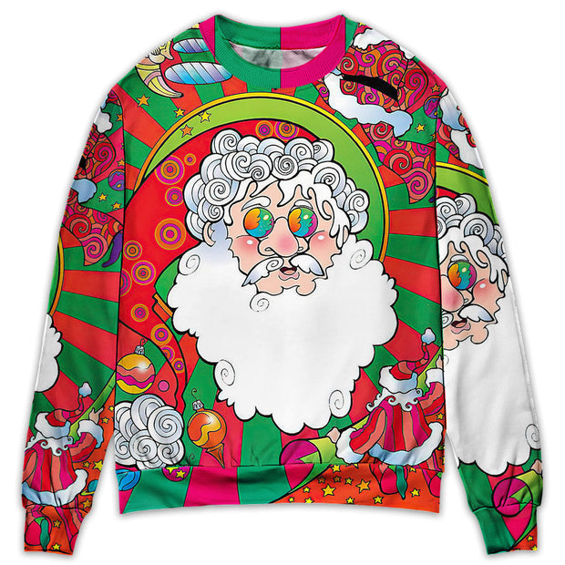 Christmas Santa Claus Psychedelic Colorful Hippie Sweatshirt