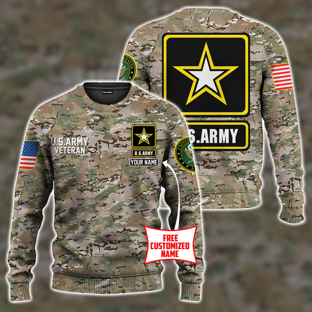 Personalized Custom Name 3D US Army Veteran Ver2 Sweatshirt Ugly Sweater QT301231Hc