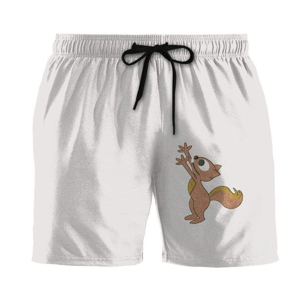 Squirrel White Custom Cosplay Summer Beach Summer Men Beach Shorts Swim Trunks Hawaiian Shirt Style Printed 3D Swim Trunks QT305498