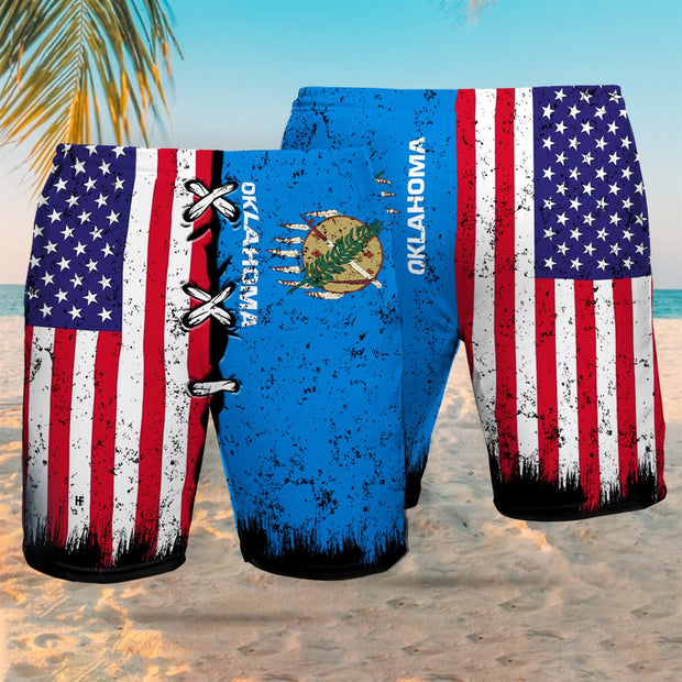 Oklahoma x American Flag Beach Short Men Shorts 3D Printed QT306320Za