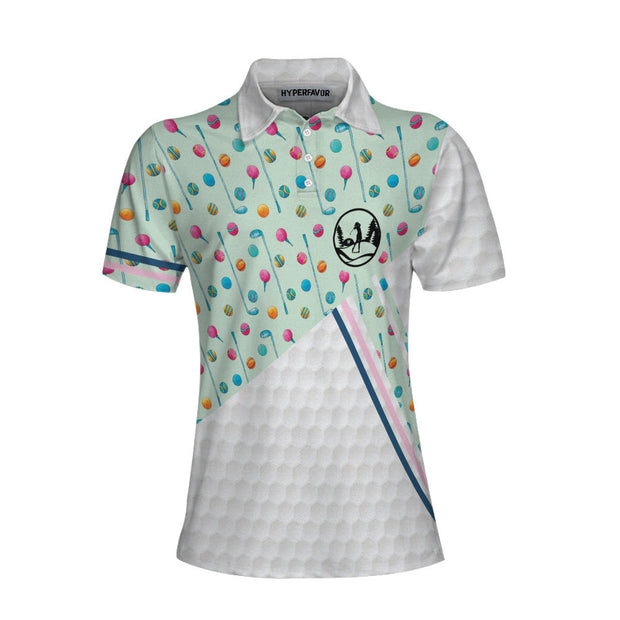 Elegant Golf Girl In Light Green Golf Short Sleeve Women Polo Shirt, Colorful Golf Shirt For Ladies