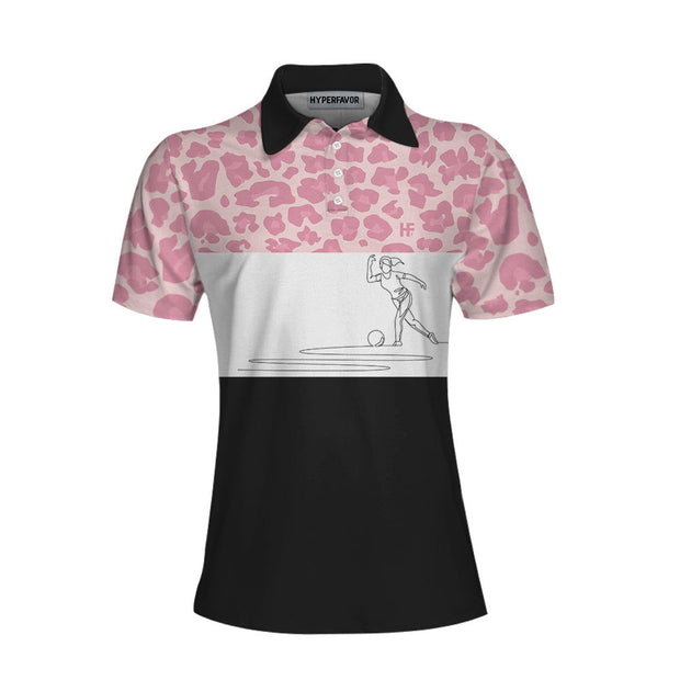 Move Over Boys Let A Girl Show You How To Bowl Short Sleeve Women Polo Shirt, Pink Leopard Bowling Shirt