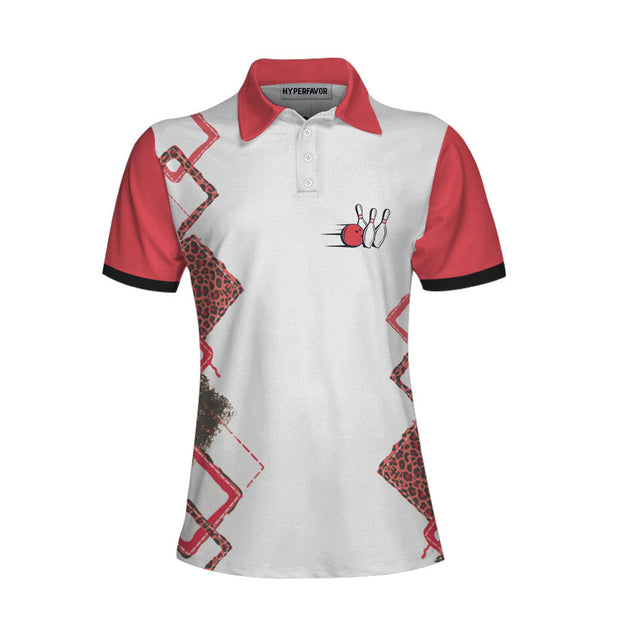 We're More Than Just Bowling Friends We're Like A Really Small Gang Short Sleeve Women Polo Shirt, Leopard Bowling Shirt