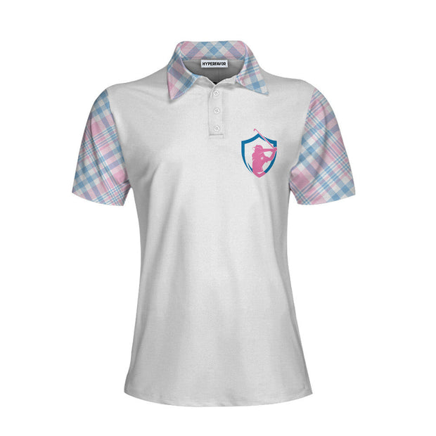 Golf Mom White Short Sleeve Women Polo Shirt, Cool Golf Gift For Women