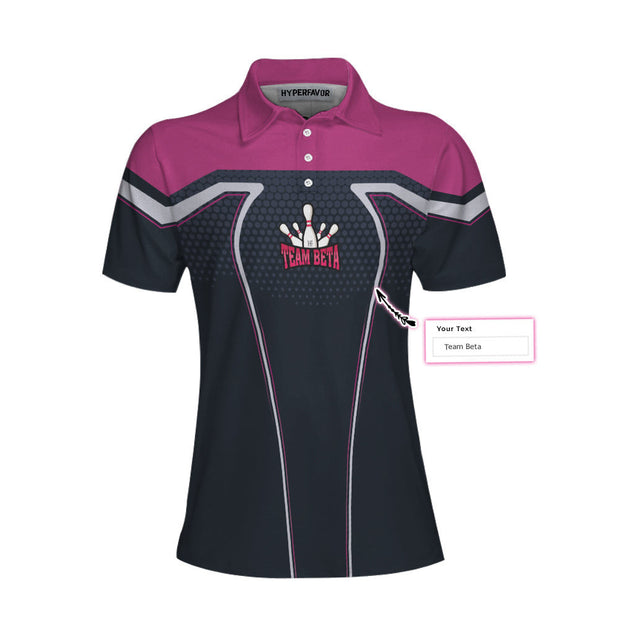 Personalized Bowling Team In Pink Women Polo Shirt