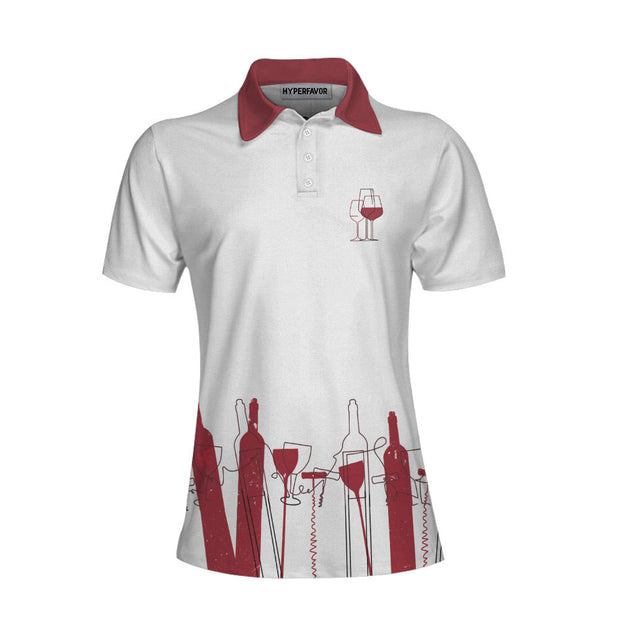I'm A Simple Woman Short Sleeve Women Polo Shirt, Wine Golf Shirt For Ladies, Golf Gift For Wine Lovers