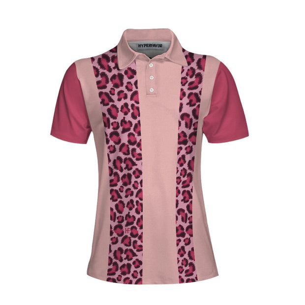 Queen Of The Golf Course Short Sleeve Women Polo Shirt, Leopard Pattern Golf Polo Shirt, Gift For Female Golfers