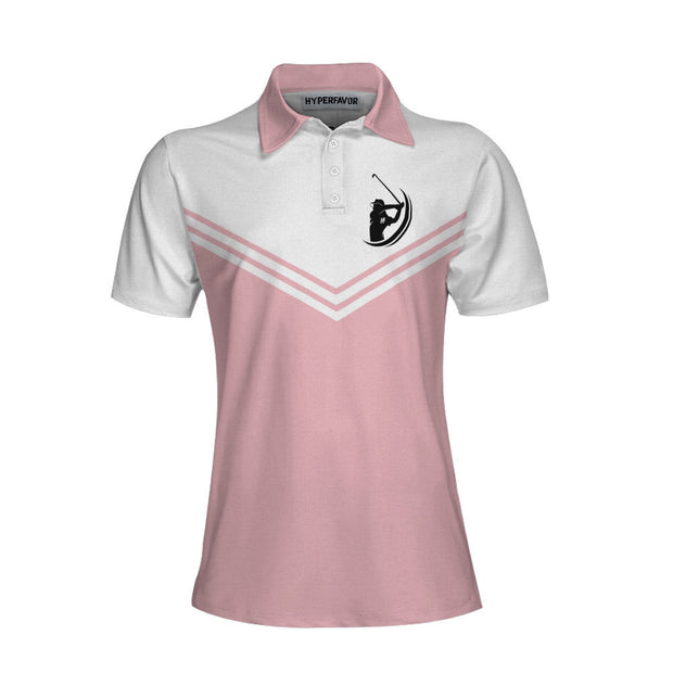 Golfing Forever Housework Whenever White And Light Pink Golf Women Polo Shirt
