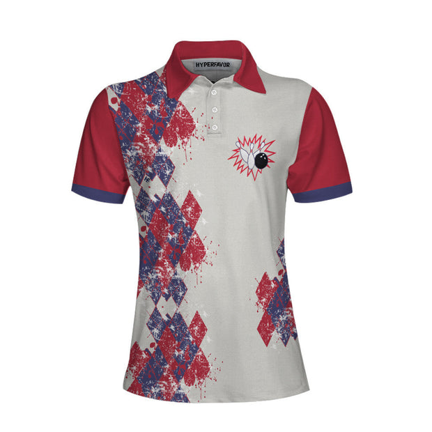 I Go Bowling Because I Like It Argyle Pattern Women Polo Shirt
