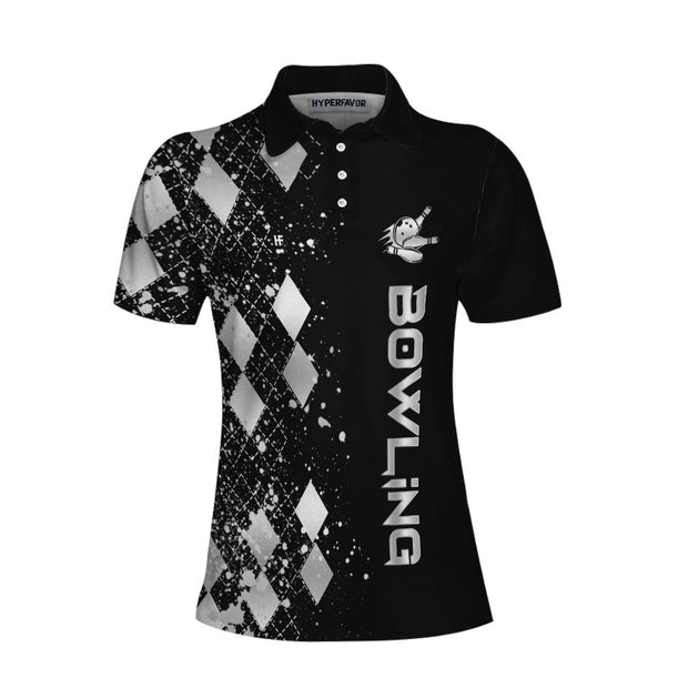 Silver Bowling Female Women Polo Shirt